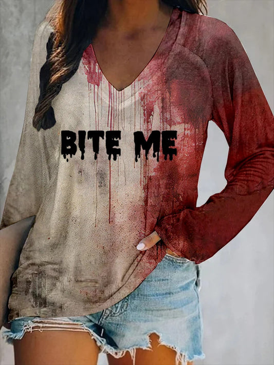Lady V-neck long-sleeved shirt