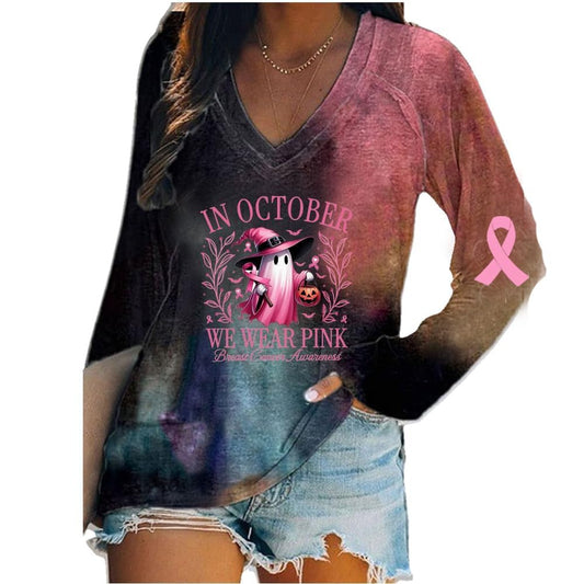 Lady V-neck long-sleeved shirt