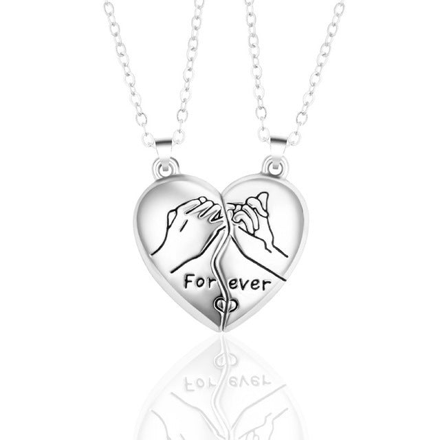 Lagou Heart-Shaped Couple Necklace with Magnetic Pendant