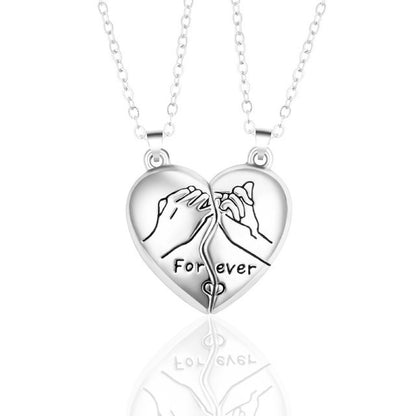 Lagou Heart-Shaped Couple Necklace with Magnetic Pendant