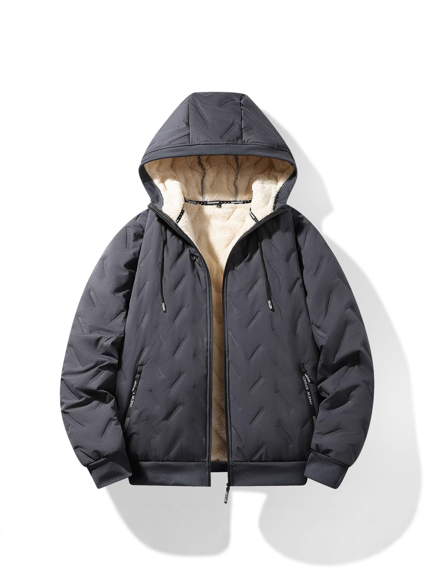 Lamb fur hooded coat