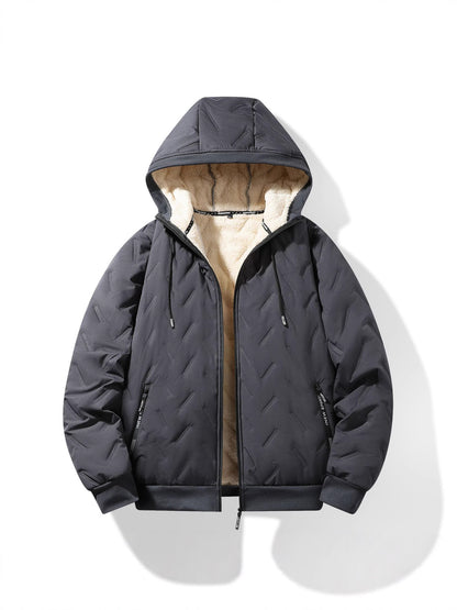 Lamb fur hooded coat