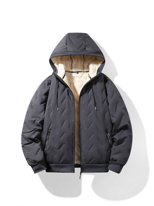 Lamb fur hooded coat