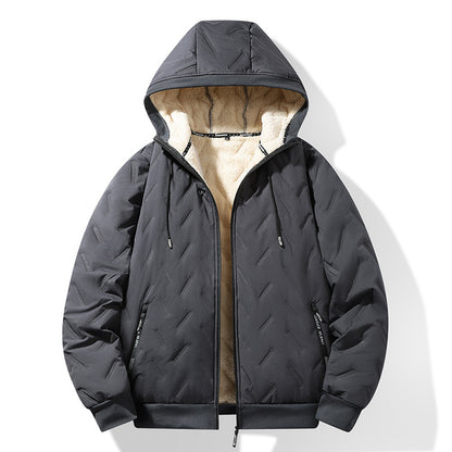 Lamb fur hooded coat