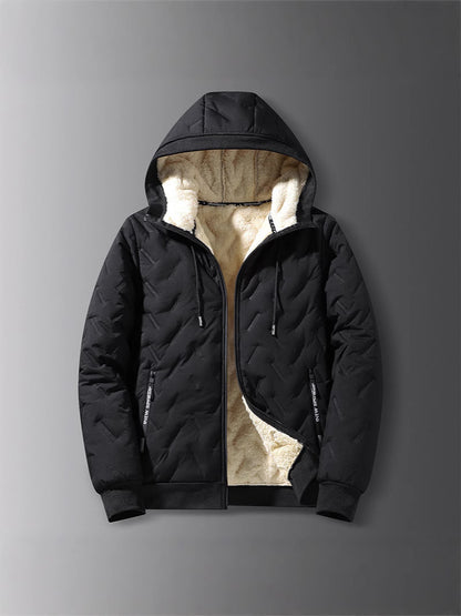 Lamb fur hooded coat