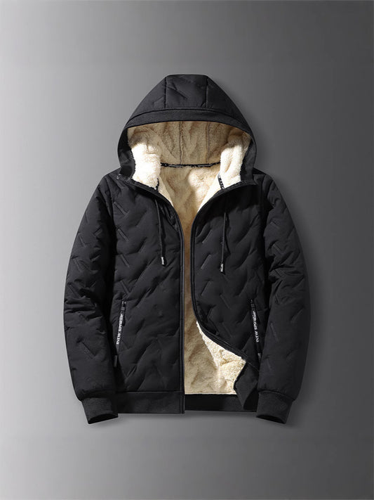Lamb fur hooded coat