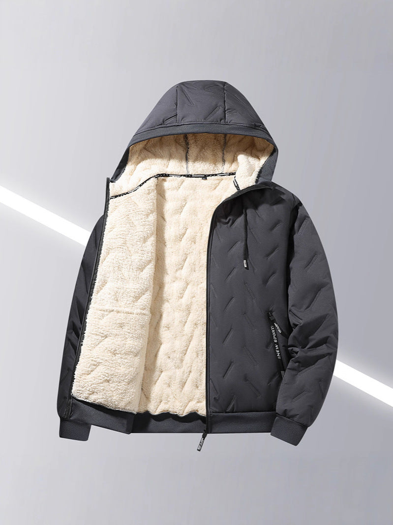 Lamb fur hooded coat