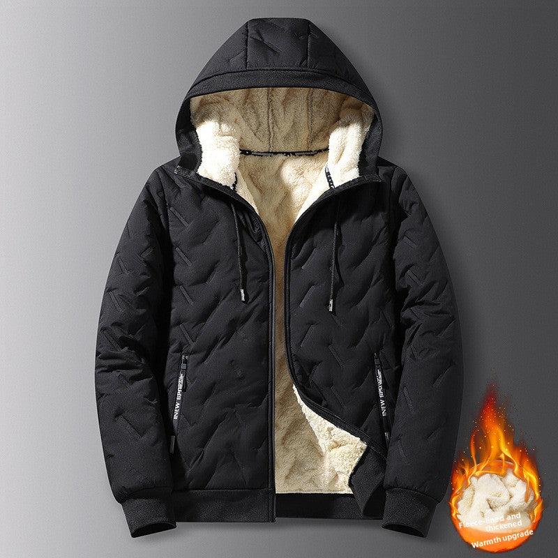 Lamb fur hooded coat