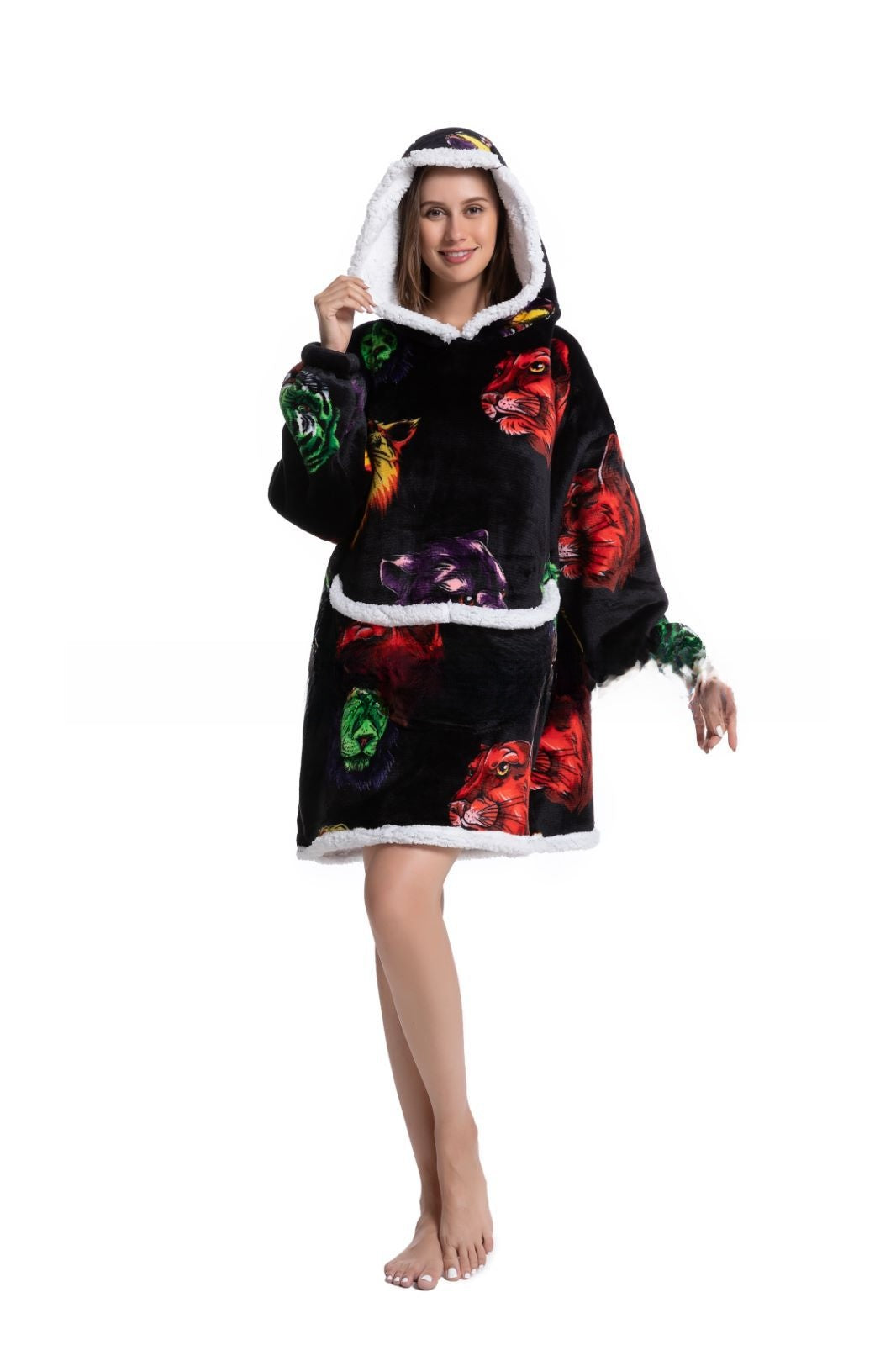 Lamb Wool Hooded Blanket Pullover
