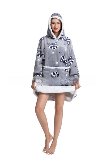 Lamb Wool Hooded Blanket Pullover