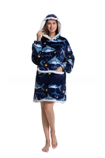Lamb Wool Hooded Blanket Pullover