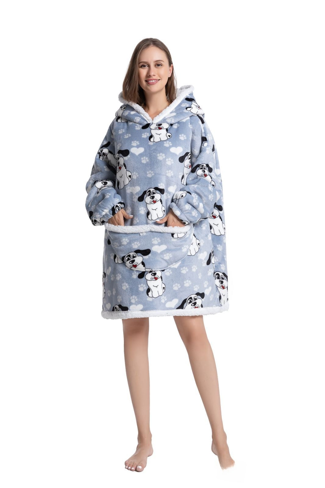 Lamb Wool Hooded Blanket Pullover