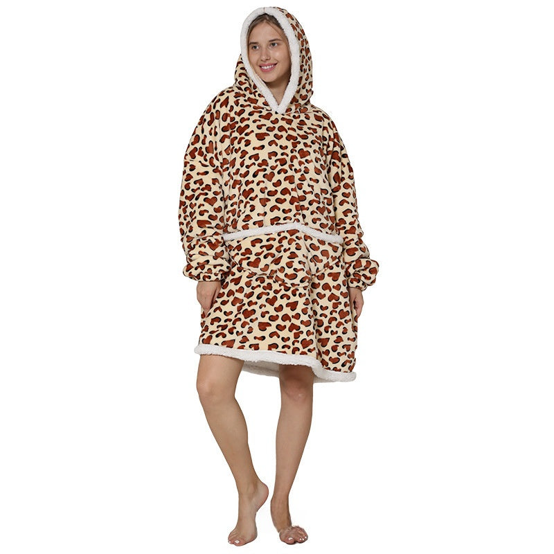 Lamb Wool Hooded Blanket Pullover