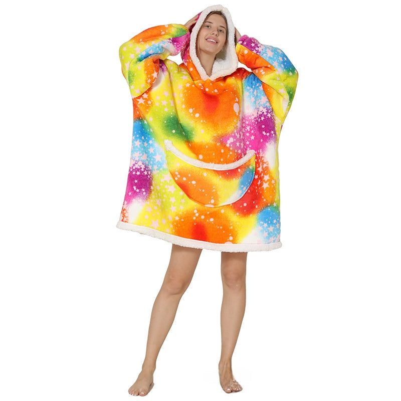Lamb Wool Hooded Blanket Pullover