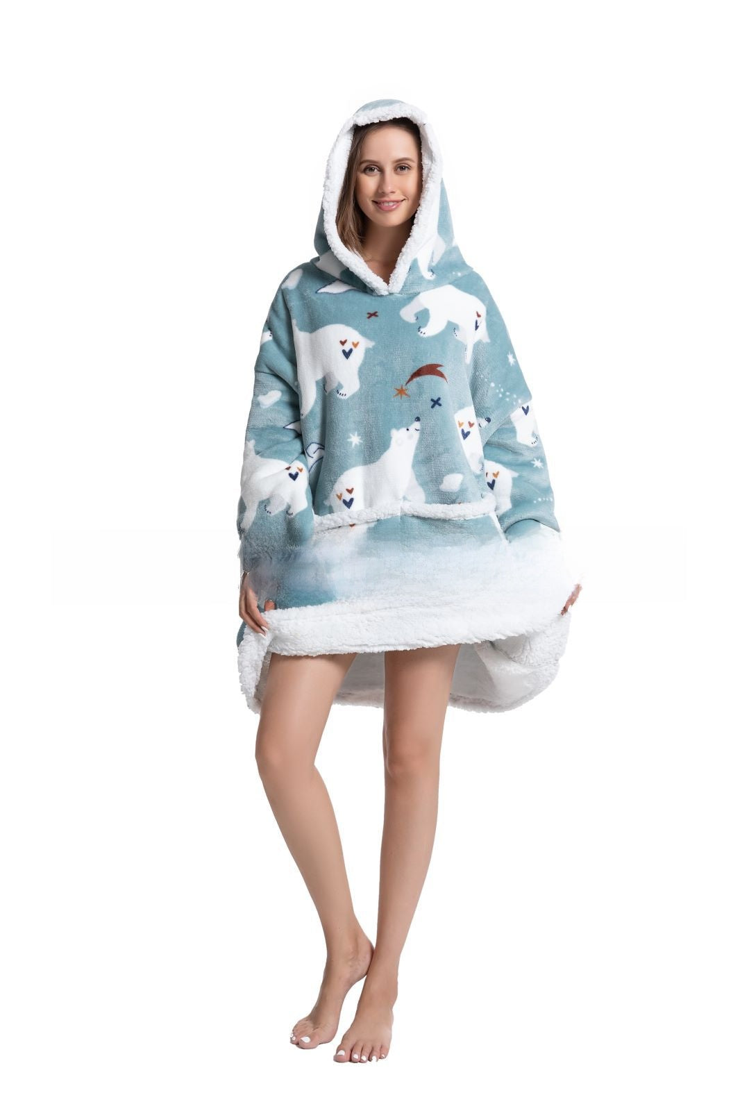 Lamb Wool Hooded Blanket Pullover