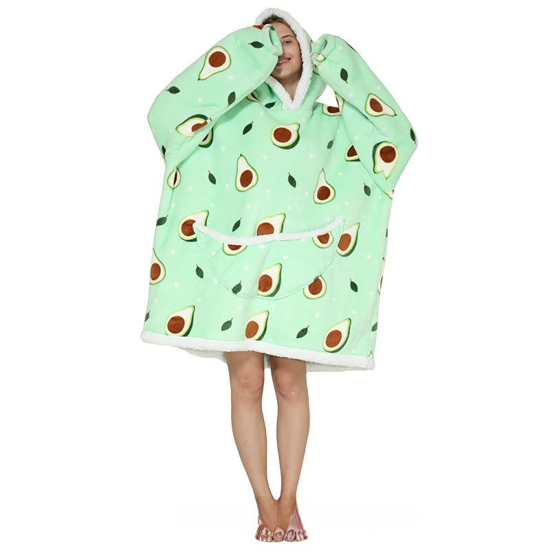Lamb Wool Hooded Blanket Pullover