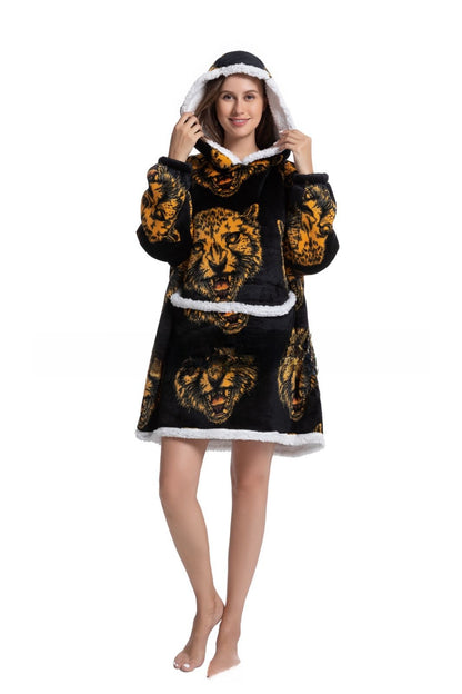 Lamb Wool Hooded Blanket Pullover