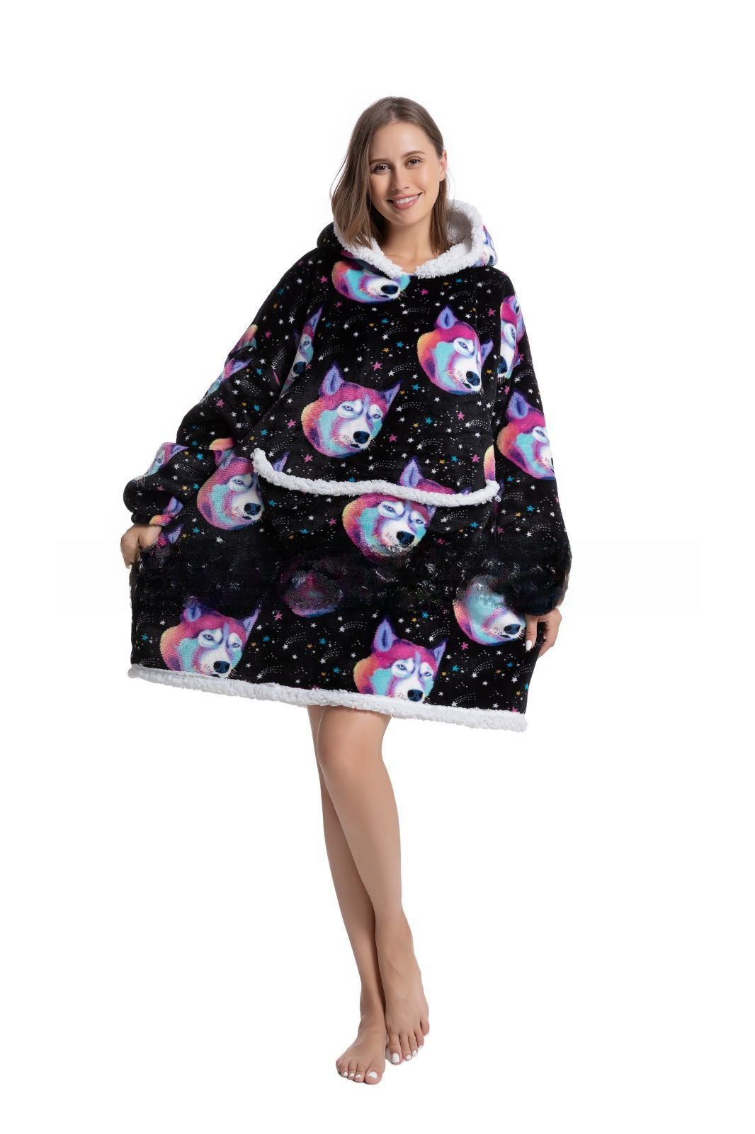 Lamb Wool Hooded Blanket Pullover