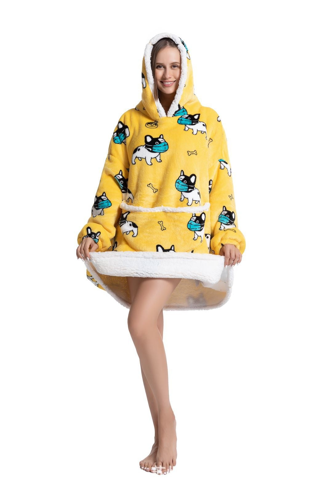 Lamb Wool Hooded Blanket Pullover