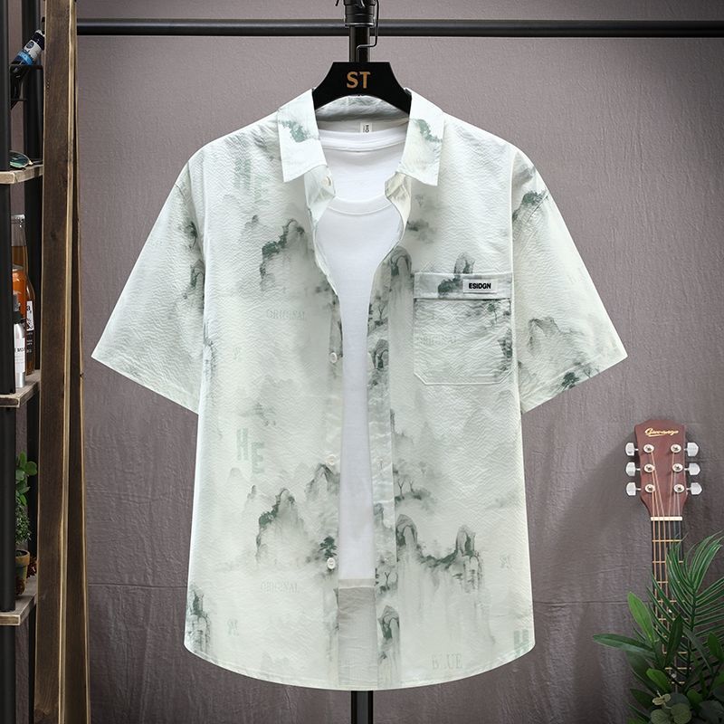 Lapel Casual Ice Silk Short-Sleeved Shirt