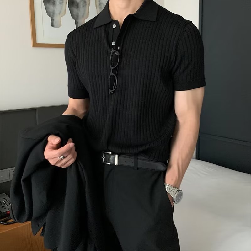 Lapel Polo Knit Sweater