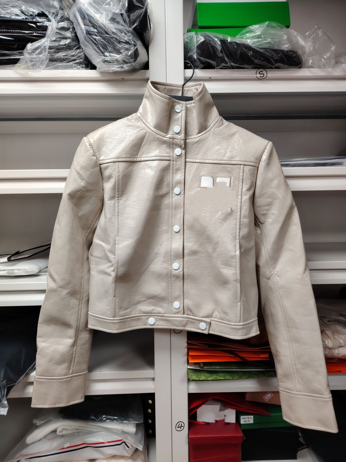 Lapel PU Texture Leather Coat