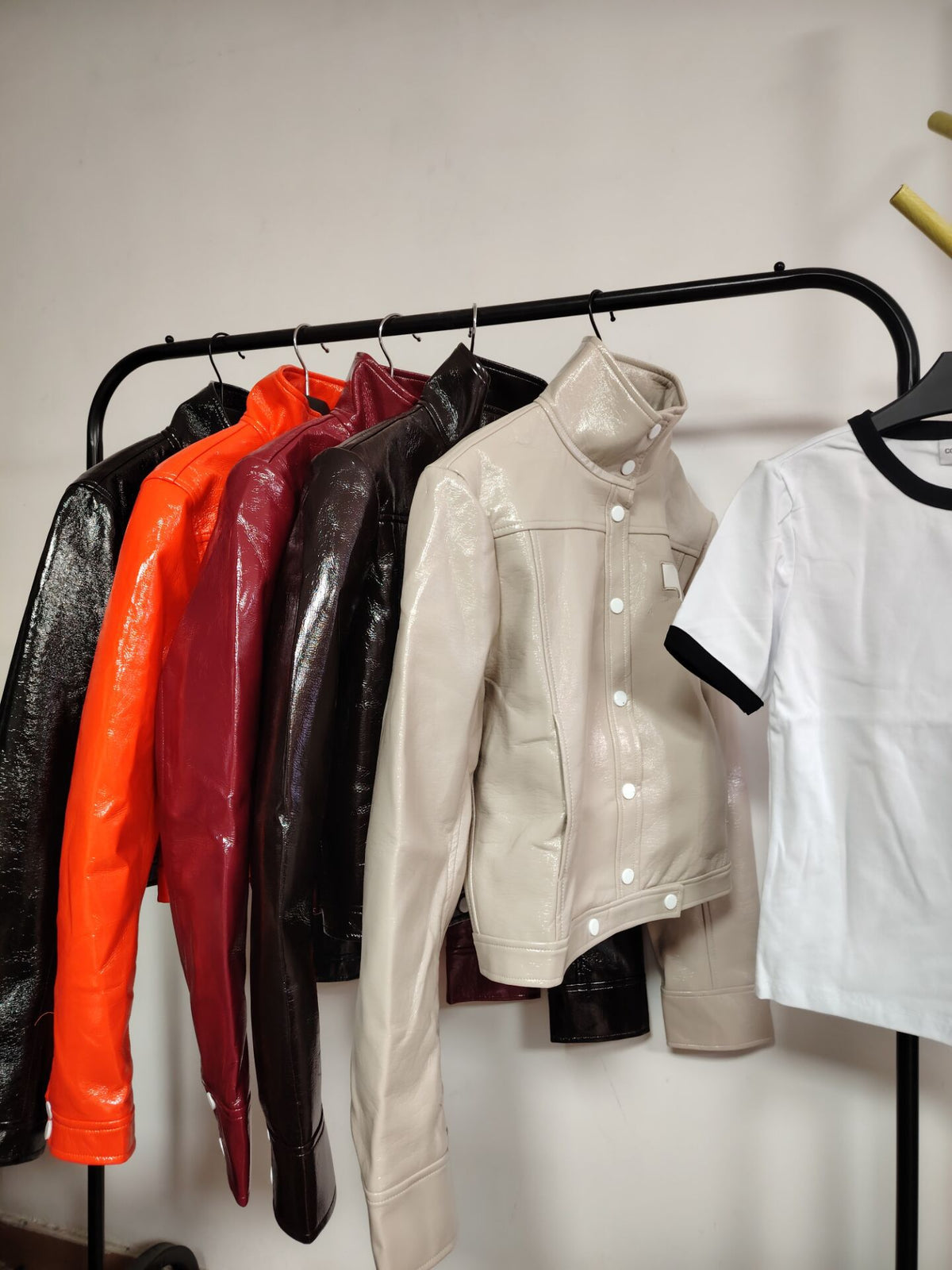 Lapel PU Texture Leather Coat