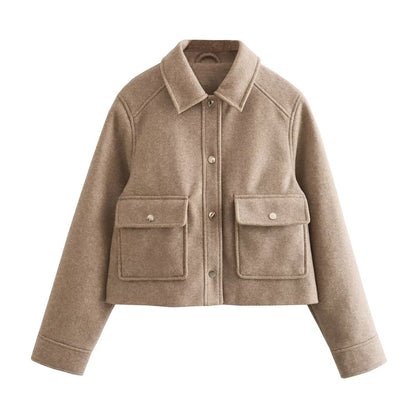 Lapel Side Zipper Short Bomber Jacket
