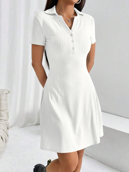 Lapel Slim-fit Casual Dress Button Nightdress
