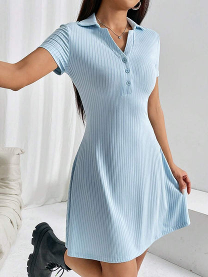 Lapel Slim-fit Casual Dress Button Nightdress