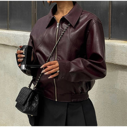 Lapel Zipper Long Sleeve Street Jacket