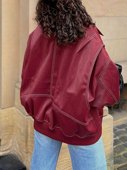 Lapel Zipper Long Sleeve Street Jacket