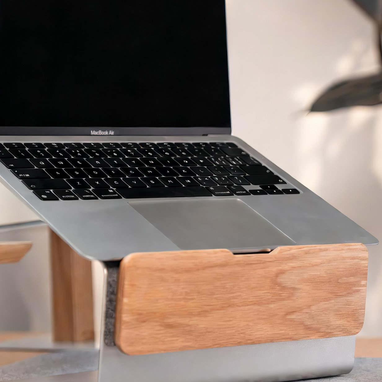 Laptop Stand with Wooden Desktop Organizer