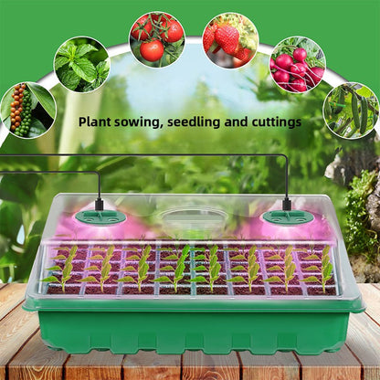 Large 24-hole 48-hole Seedling Box with Lamp for Raising Seedlings Thickened Planting Moisturizing Heat Preservation Ventilation Hole Adjustable Seedling Raising