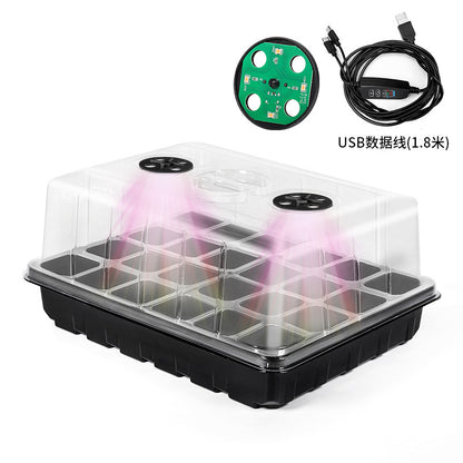 Large 24-hole 48-hole Seedling Box with Lamp for Raising Seedlings Thickened Planting Moisturizing Heat Preservation Ventilation Hole Adjustable Seedling Raising