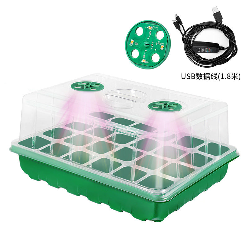 Large 24-hole 48-hole Seedling Box with Lamp for Raising Seedlings Thickened Planting Moisturizing Heat Preservation Ventilation Hole Adjustable Seedling Raising