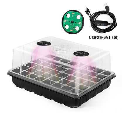 Large 24-hole 48-hole Seedling Box with Lamp for Raising Seedlings Thickened Planting Moisturizing Heat Preservation Ventilation Hole Adjustable Seedling Raising