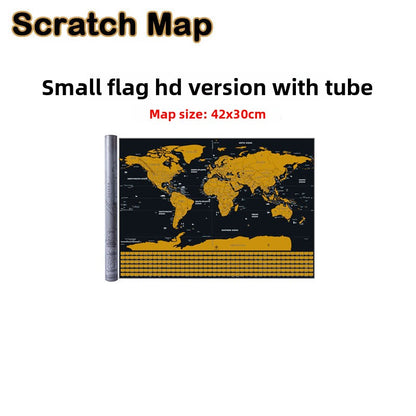 Large Black Gold Scratchable World Map for Travel Tracking