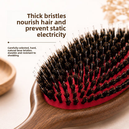 Large Boar Bristle Air Cushion Wooden Hair Comb