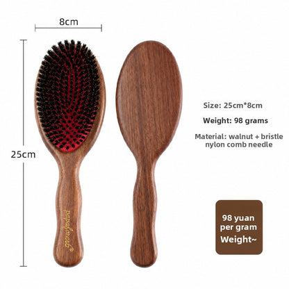 Large Boar Bristle Air Cushion Wooden Hair Comb