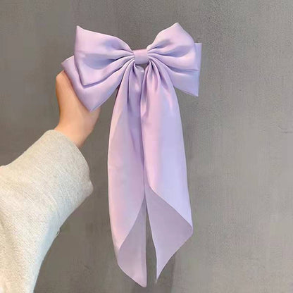 Large bow, long ribbon, spring clip headwear and hairpin