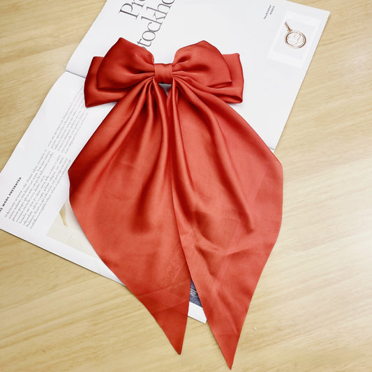 Large bow, long ribbon, spring clip headwear and hairpin