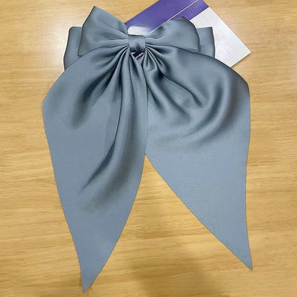 Large bow, long ribbon, spring clip headwear and hairpin