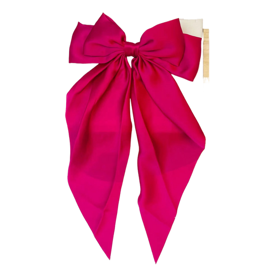 Large bow, long ribbon, spring clip headwear and hairpin