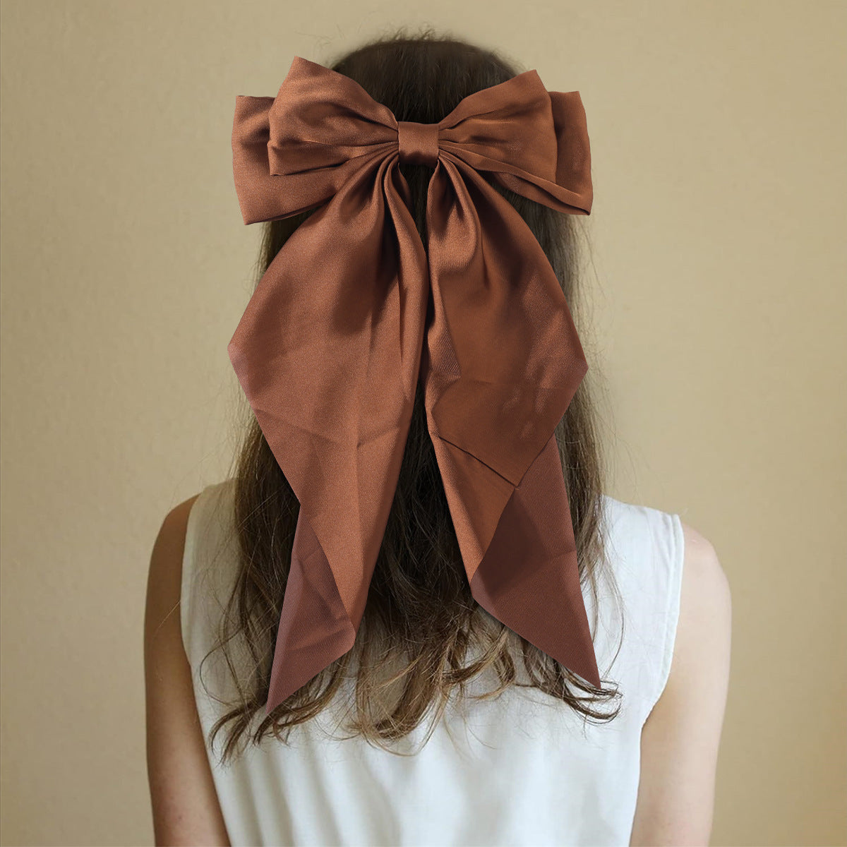 Large bow, long ribbon, spring clip headwear and hairpin