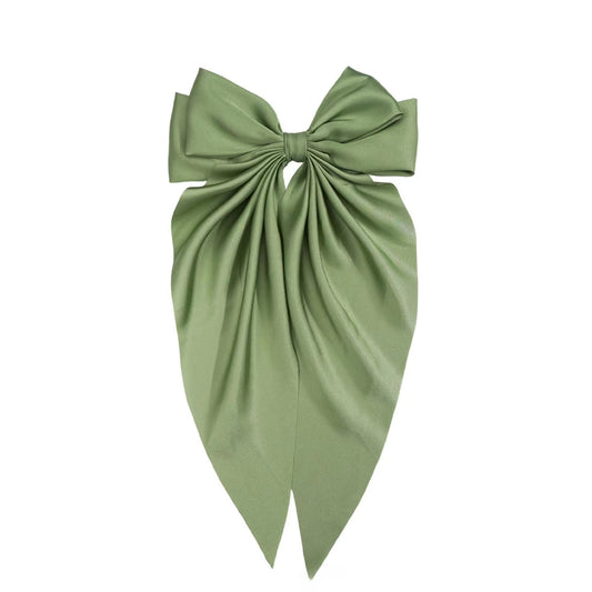 Large bow, long ribbon, spring clip headwear and hairpin