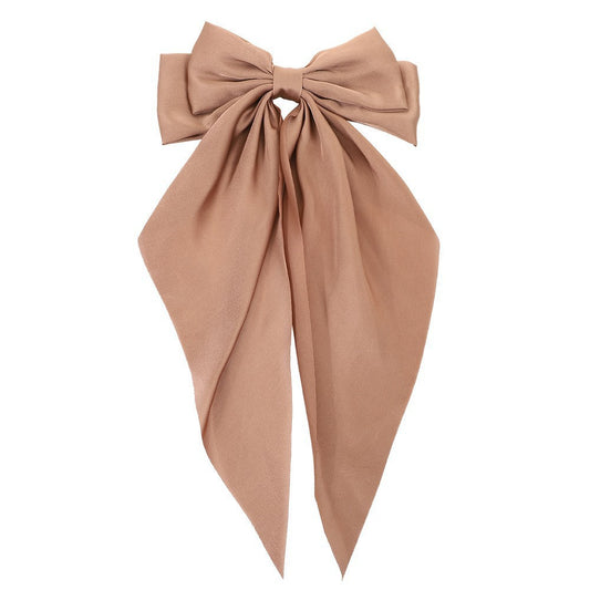 Large bow, long ribbon, spring clip headwear and hairpin