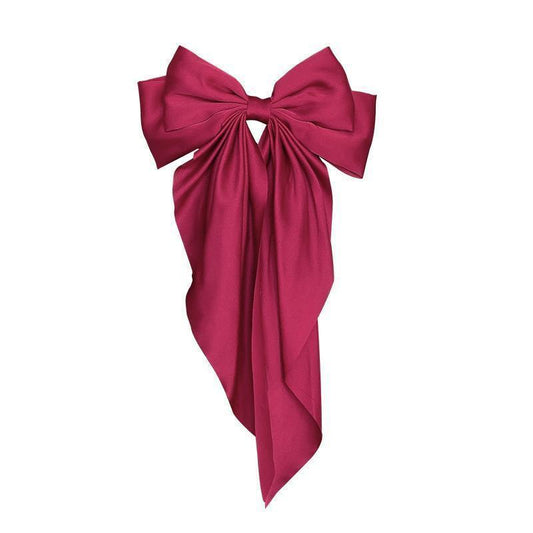 Large bow, long ribbon, spring clip headwear and hairpin