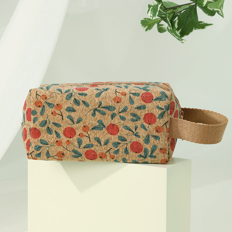 Large-capacity cork makeup bag