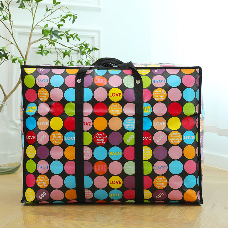 Large capacity cotton quilt and clothing organizing moving bag